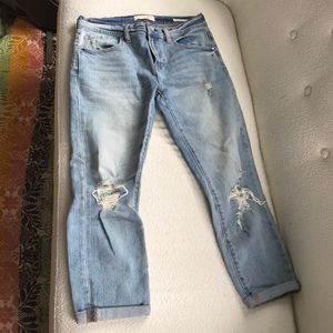 PACSUN LIGHT BLUE RIPPED BOYFRIEND JEANS- SIZE 26
